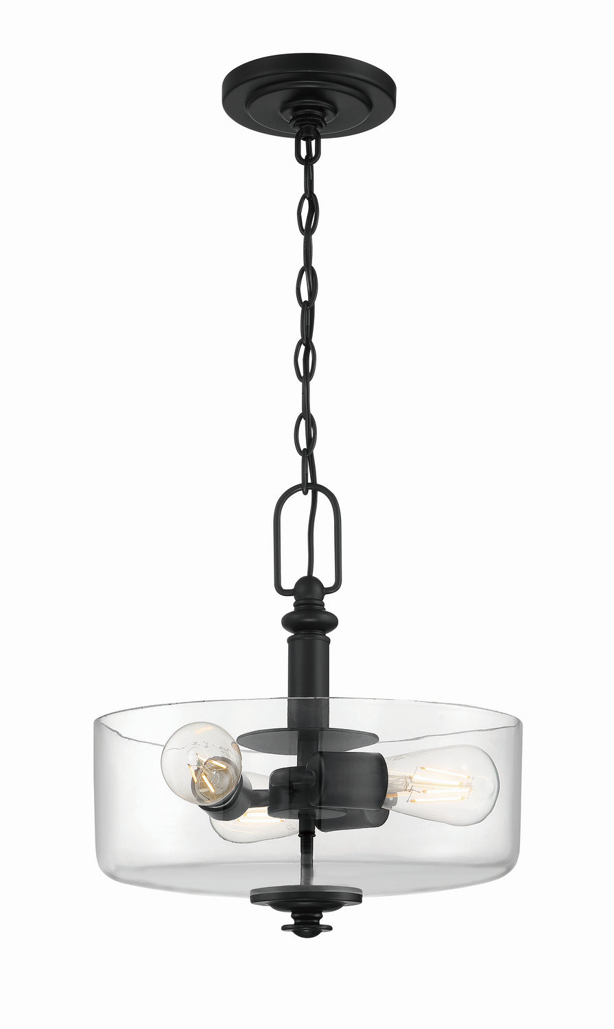 Dardyn Three Light Convertible Semi Flush/Pendant in Flat Black