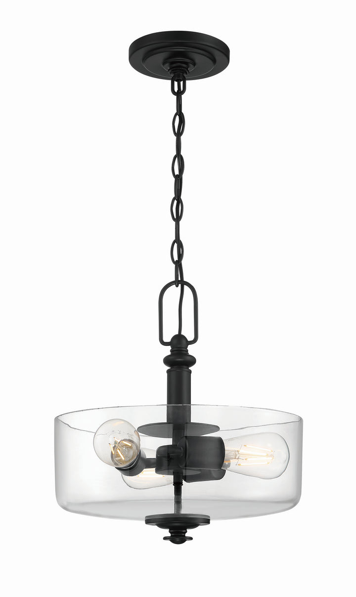 Dardyn Three Light Convertible Semi Flush/Pendant in Flat Black