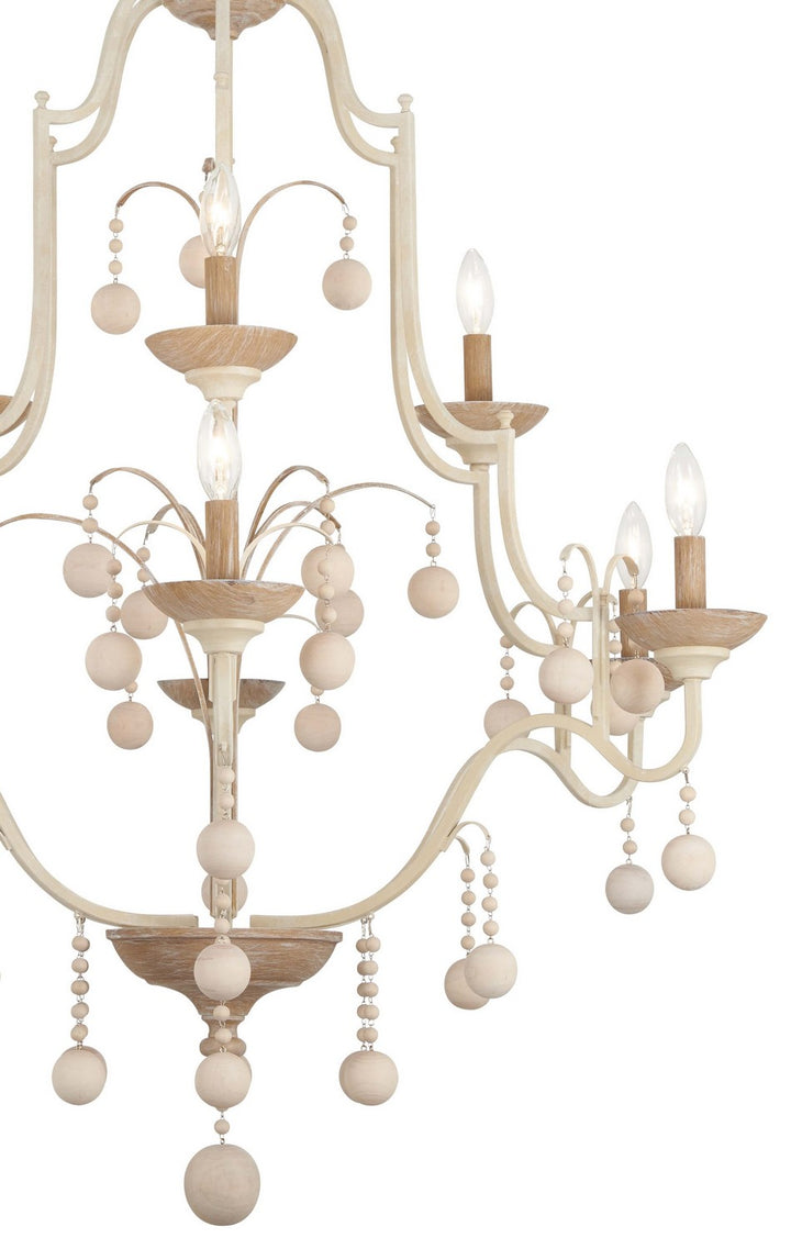 Minka Lavery Colonial Charm Nine Light Chandelier in White Wash & Sun Dried Clay