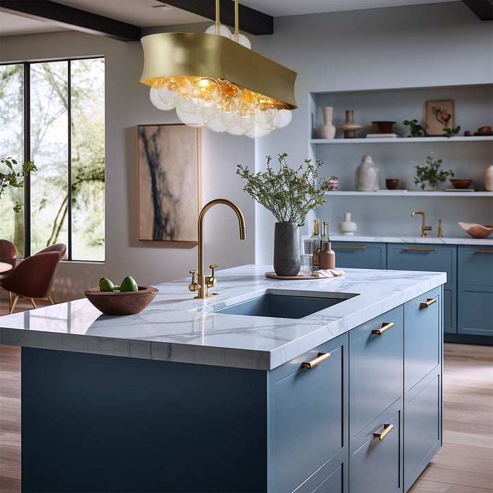 Minka Lavery Verdi Square Six Light Island Pendant in Soft Gold