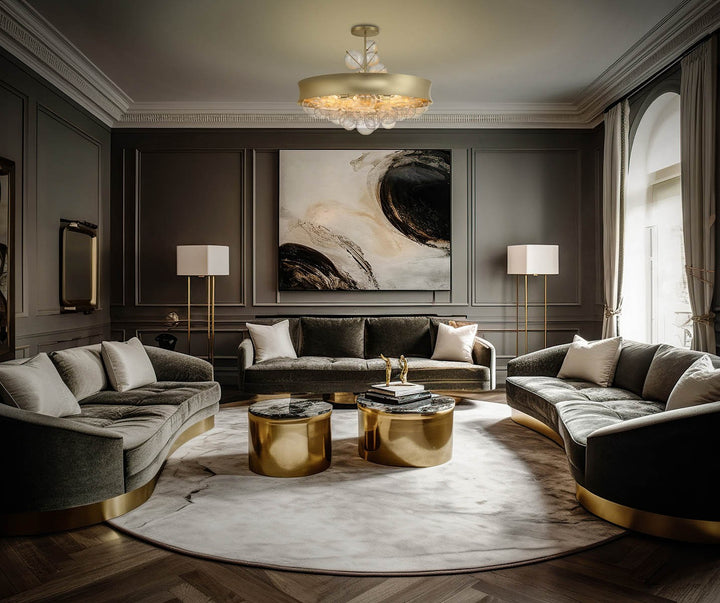 Minka Lavery Verdi Square Eight Light Convertible Pendant in Soft Gold