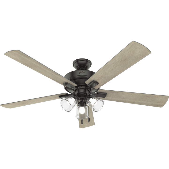 Hunter Fan Crestfield Pull Chain Flushmount Ceiling Fan with 18W LED