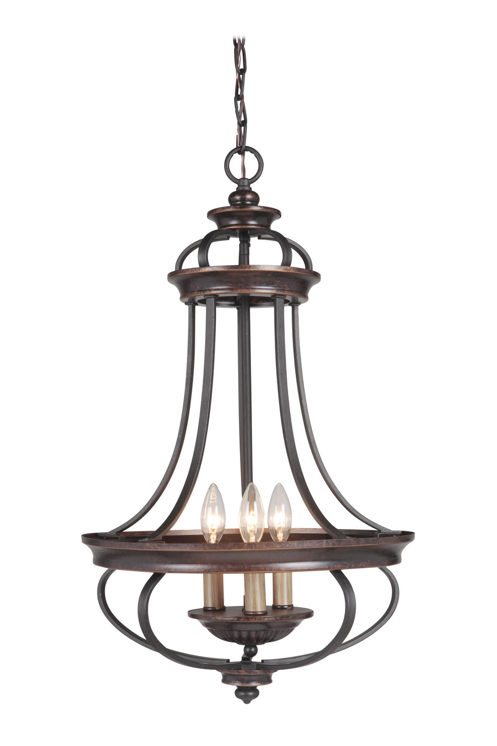 Stafford Three Light Foyer Chandelier in Aged Bronze/Textured Black