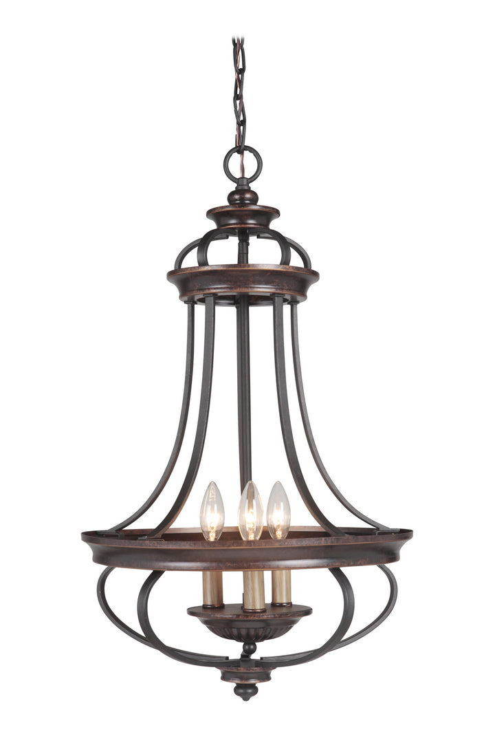 Stafford Three Light Foyer Chandelier in Aged Bronze/Textured Black