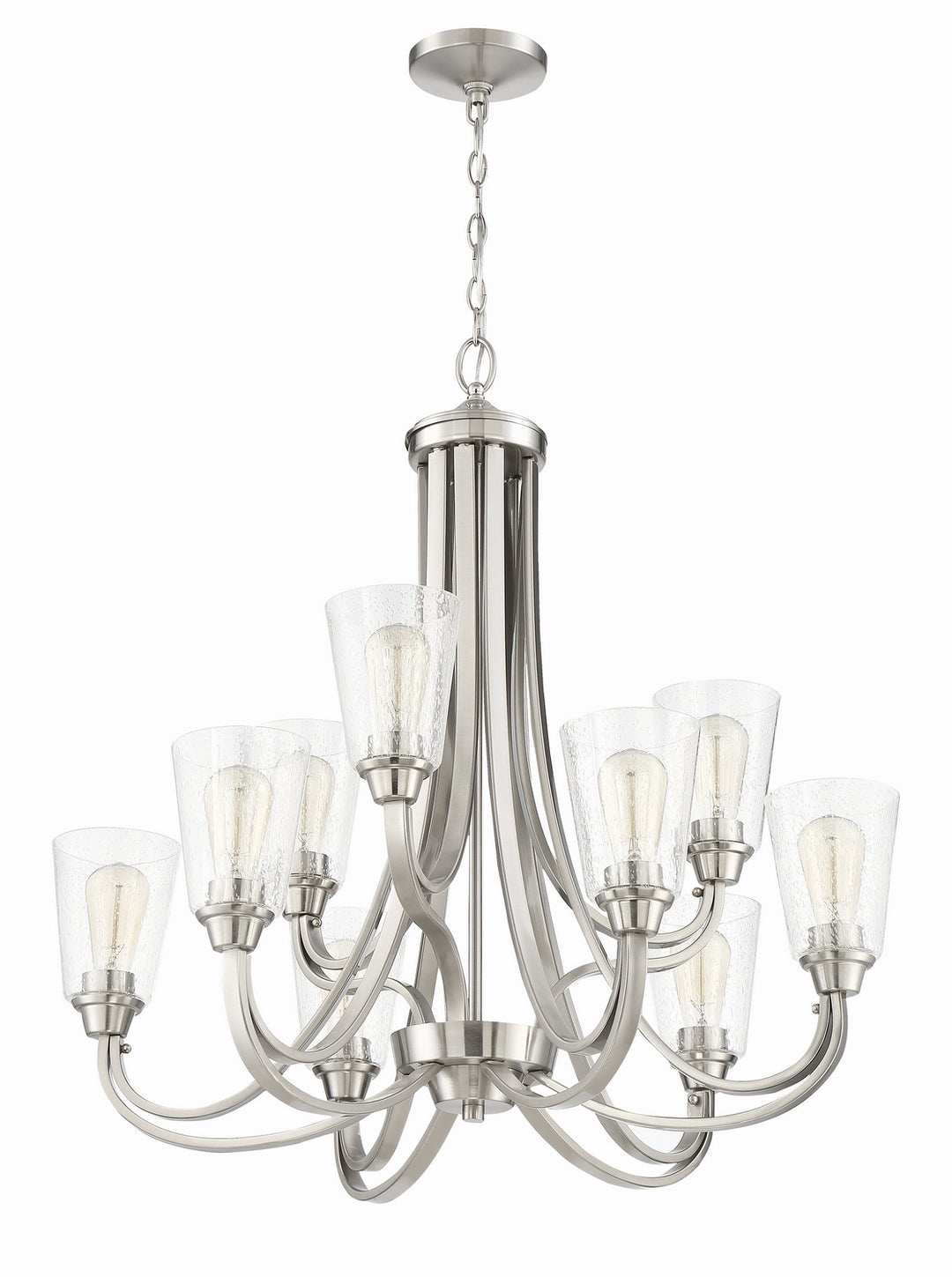Grace Nine Light Chandelier in Brushed Polished Nickel