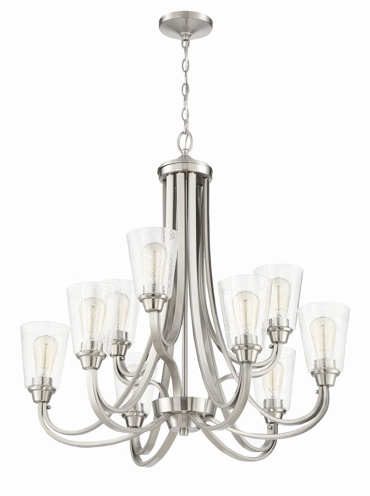 Grace Nine Light Chandelier in Brushed Polished Nickel