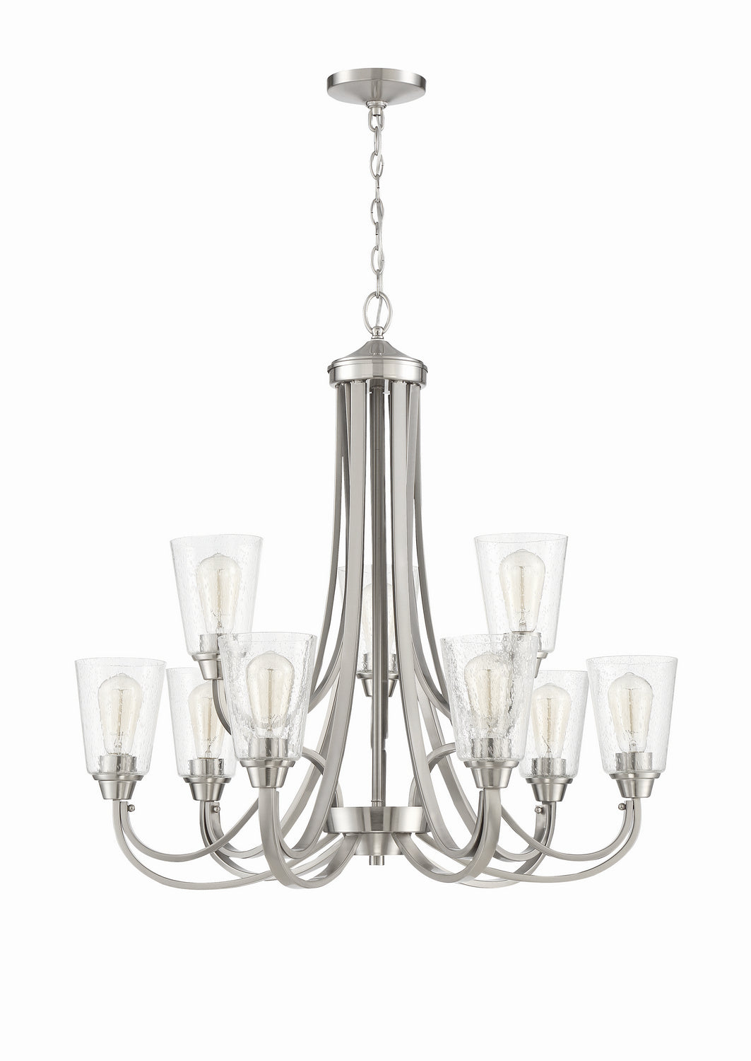 Grace Nine Light Chandelier in Brushed Polished Nickel