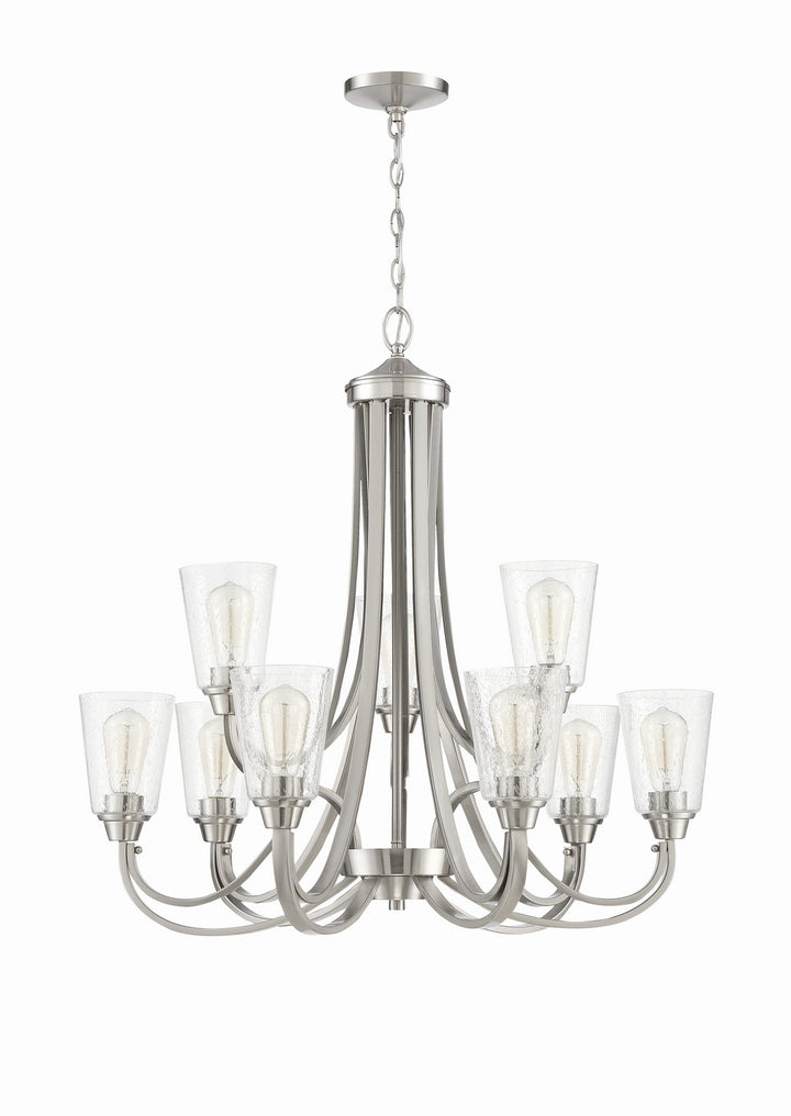 Grace Nine Light Chandelier in Brushed Polished Nickel