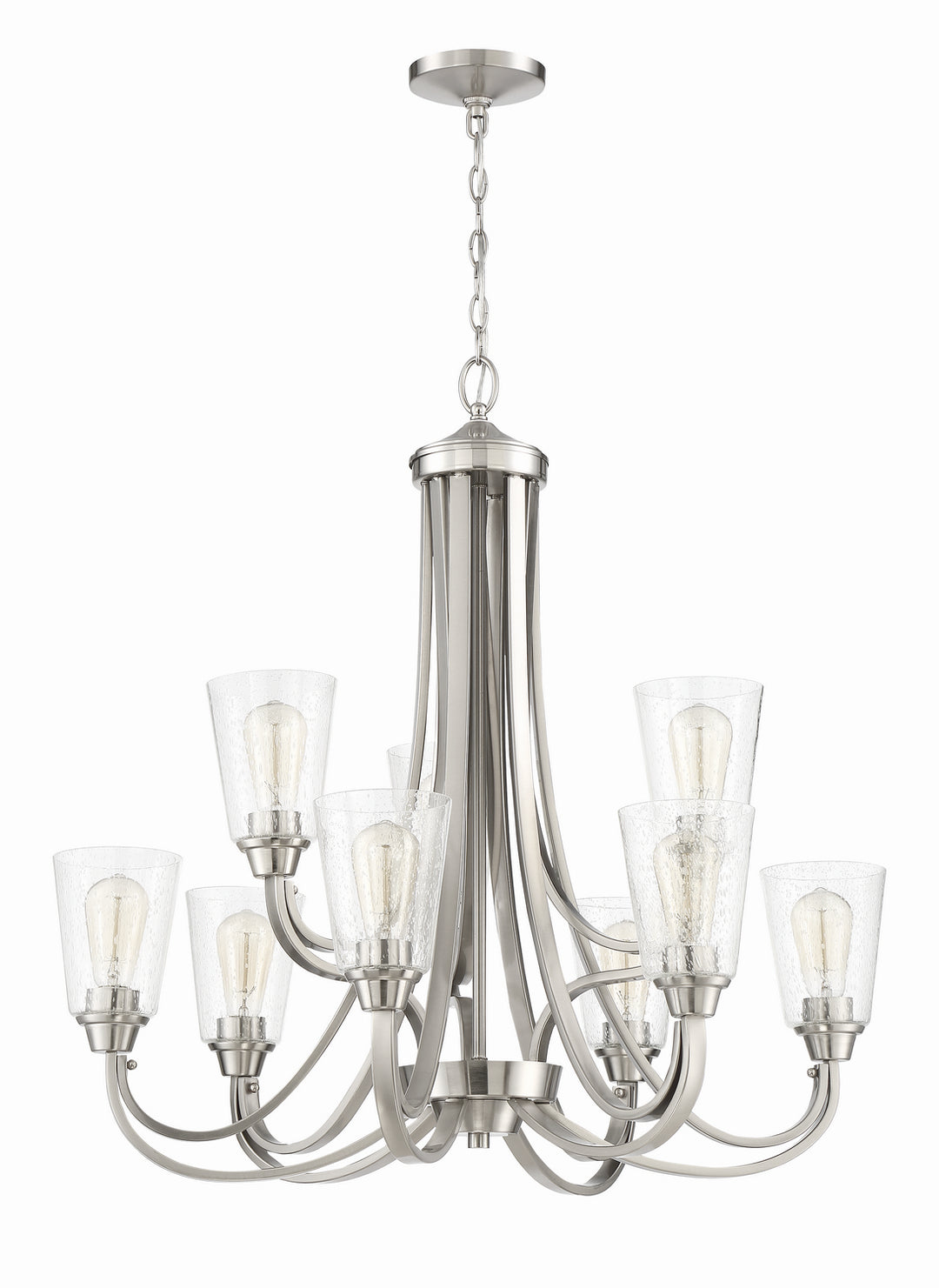 Grace Nine Light Chandelier in Brushed Polished Nickel