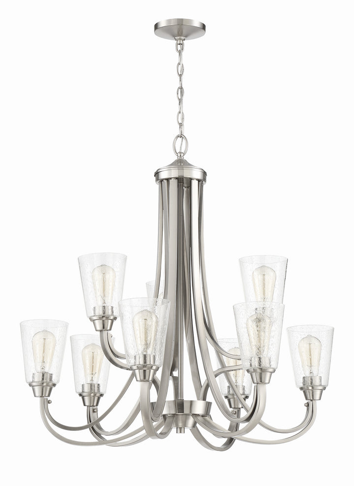 Grace Nine Light Chandelier in Brushed Polished Nickel