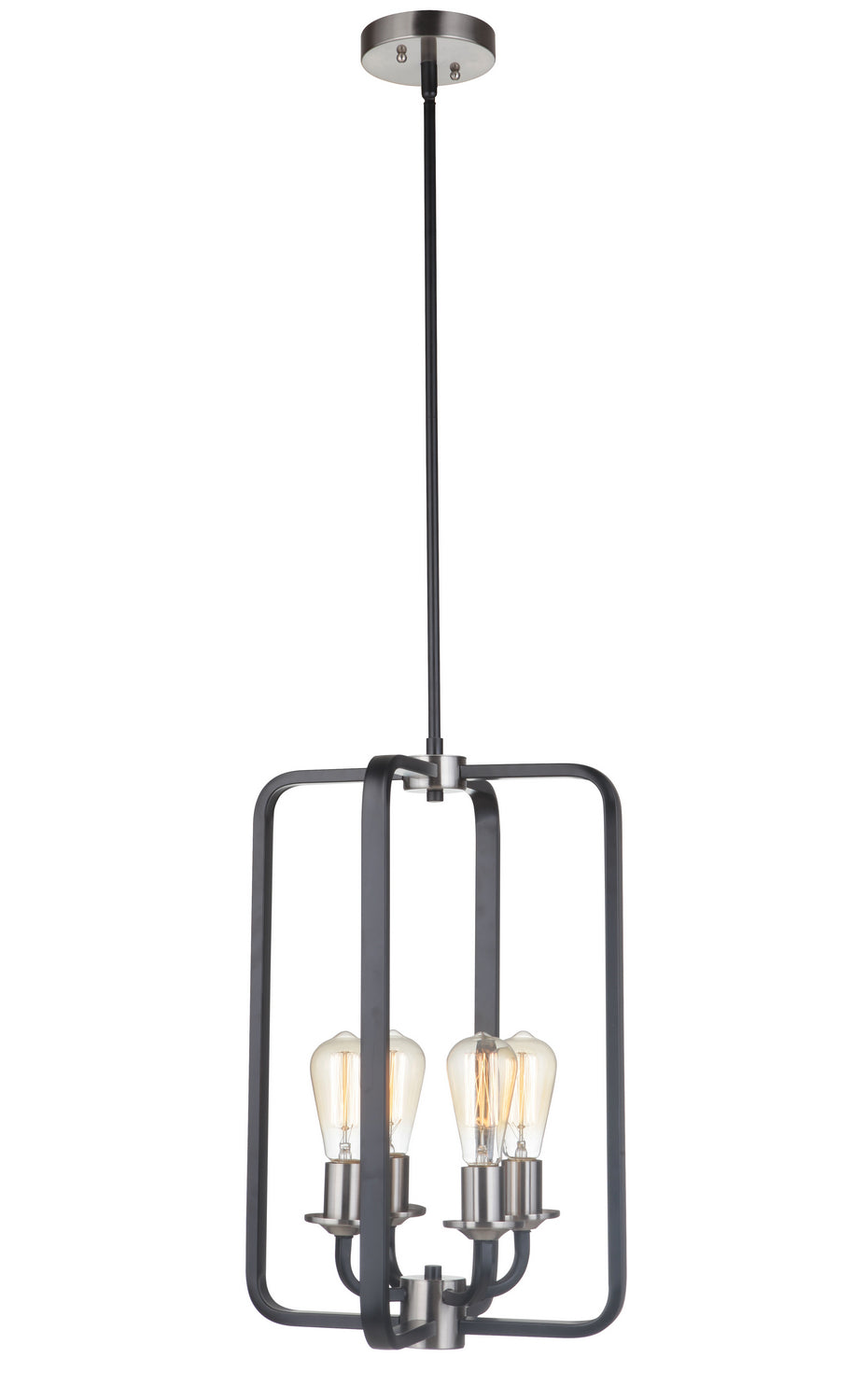Randolph Four Light Foyer Pendant in Flat Black/Brushed Polished Nickel