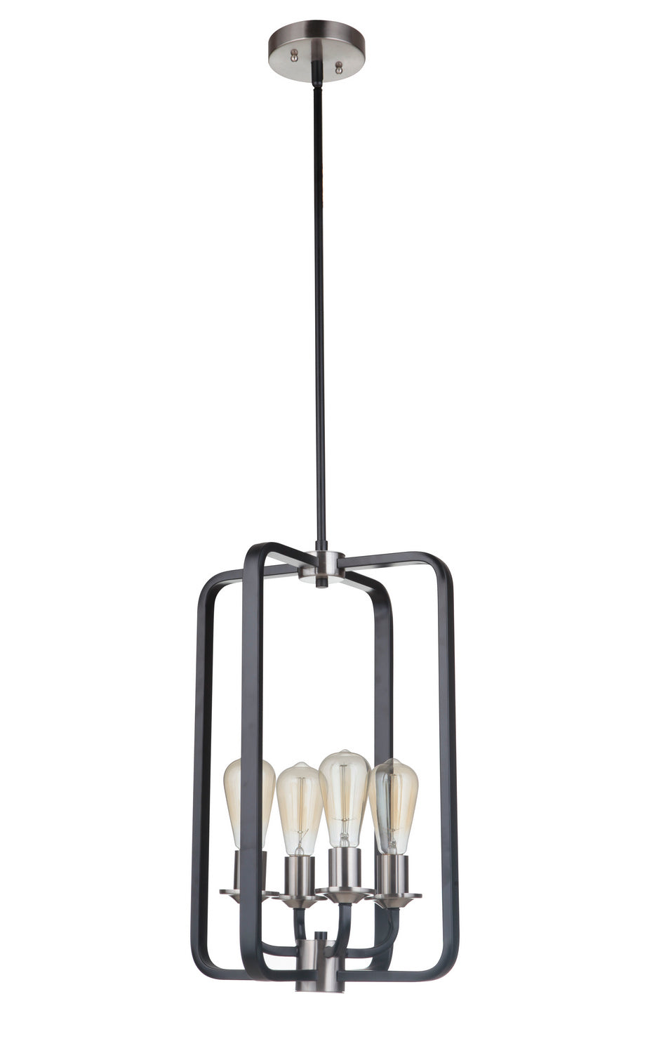Randolph Four Light Foyer Pendant in Flat Black/Brushed Polished Nickel