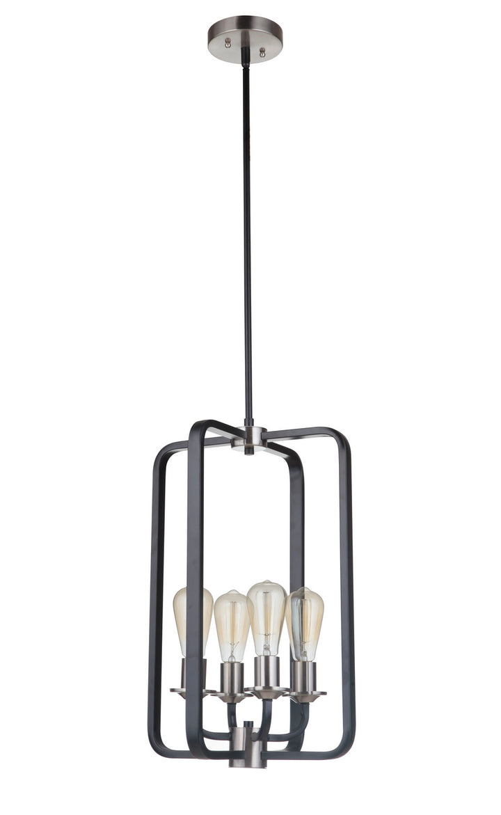 Randolph Four Light Foyer Pendant in Flat Black/Brushed Polished Nickel