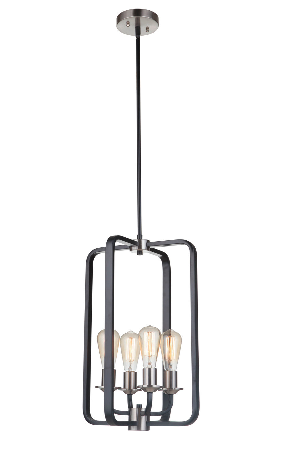 Randolph Four Light Foyer Pendant in Flat Black/Brushed Polished Nickel