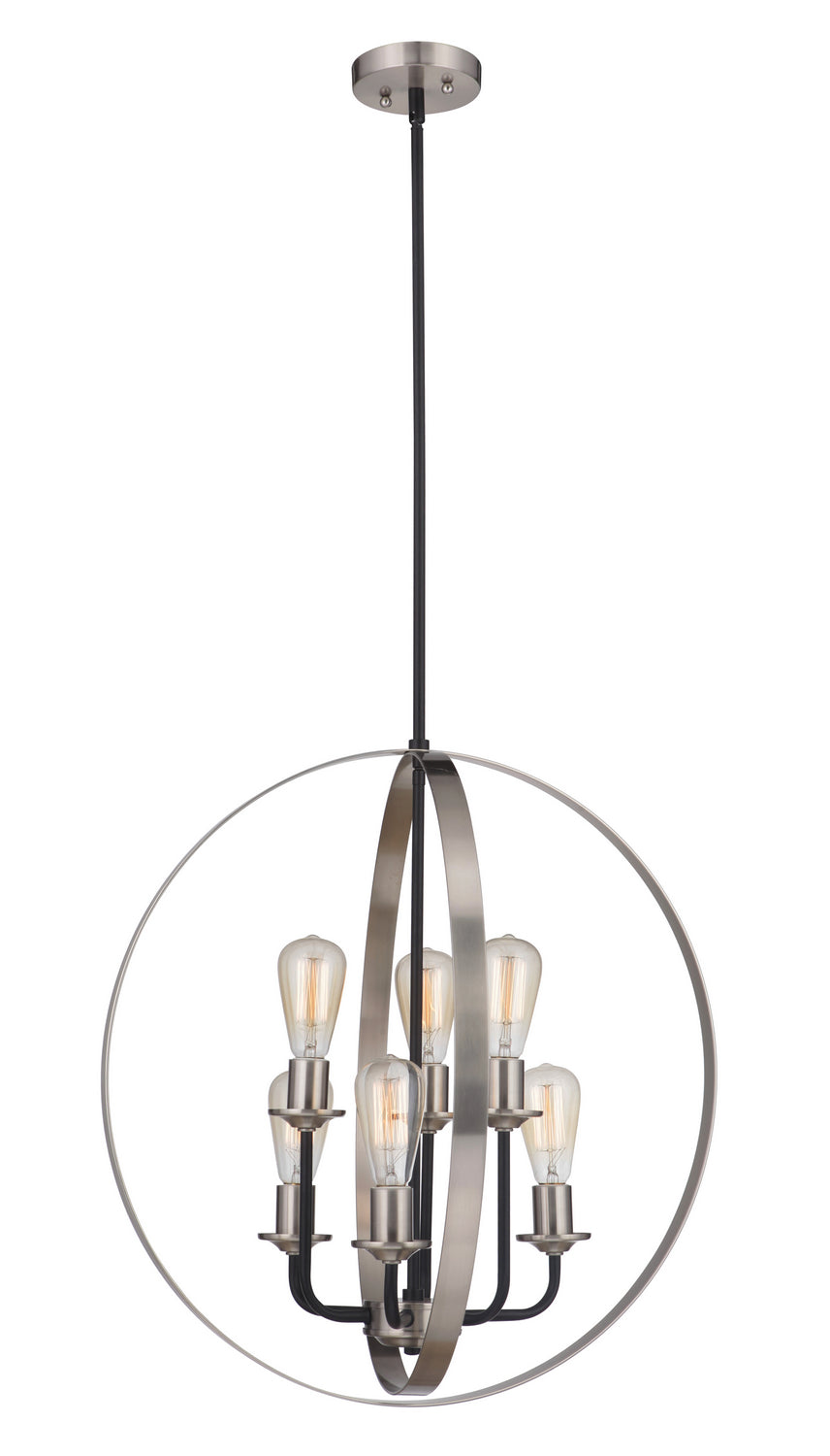 Randolph Six Light Foyer Pendant in Flat Black/Brushed Polished Nickel