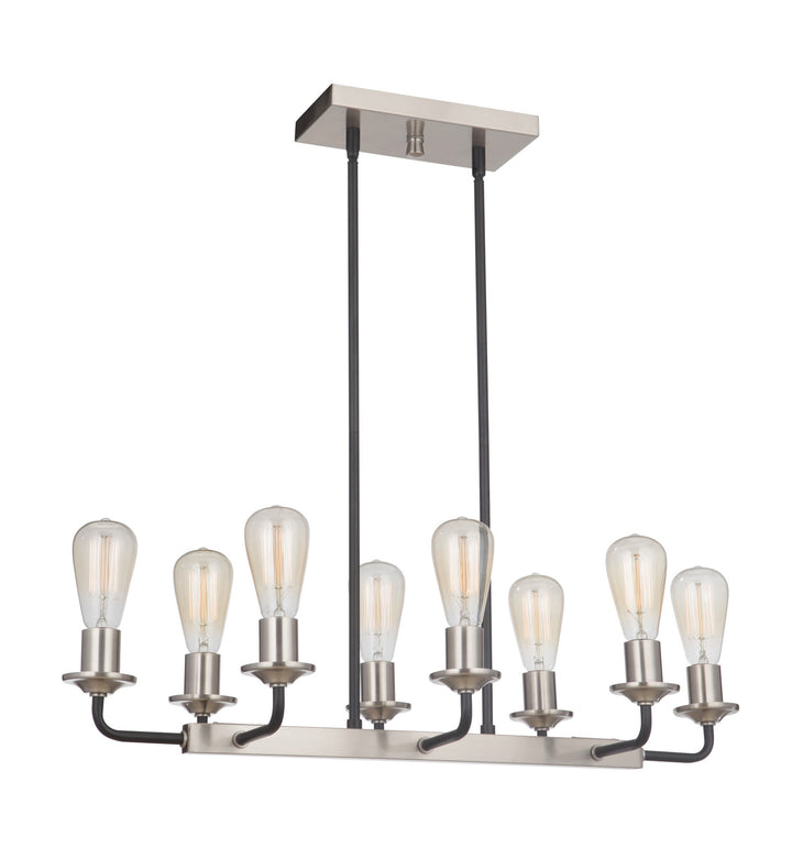 Randolph Eight Light Island Pendant in Flat Black/Brushed Polished Nickel