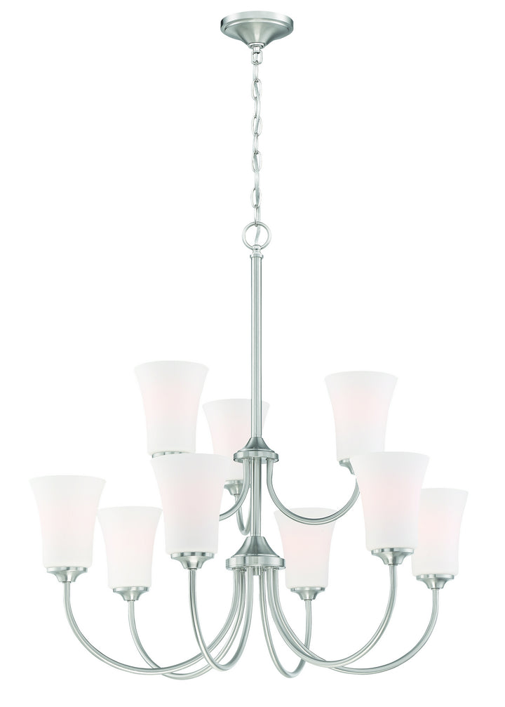 Gwyneth Nine Light Chandelier in Brushed Polished Nickel
