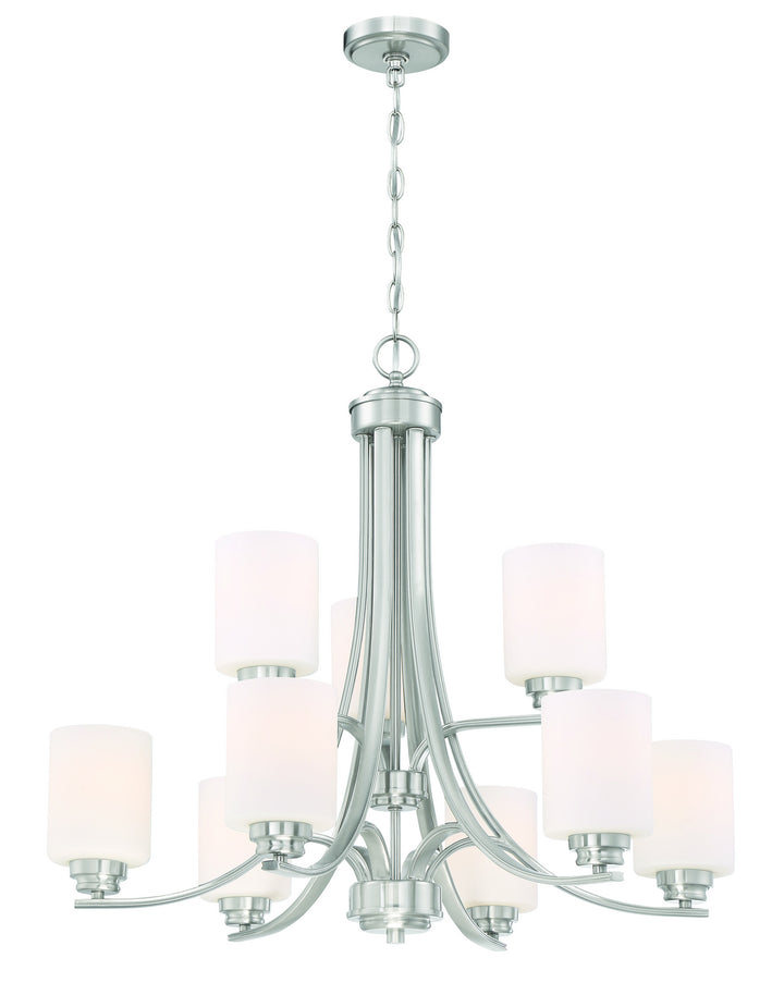 Bolden Nine Light Chandelier in Brushed Polished Nickel