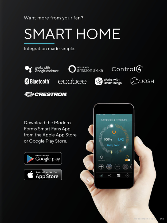 Modern Forms Fan Aviator 5 Smart Outdoor DC Ceiling Fan with 19.5W CCT LED and Remote