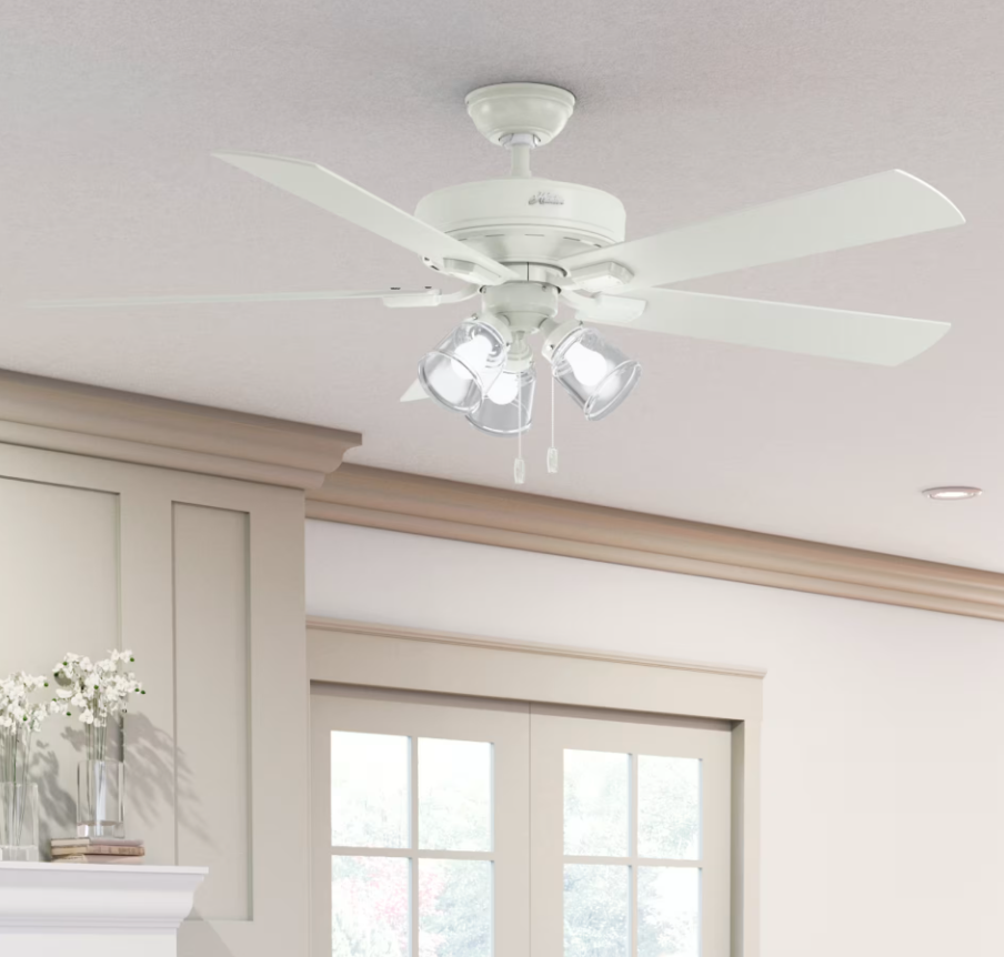 Hunter Fan Crestfield Pull Chain Flushmount Ceiling Fan with 18W LED