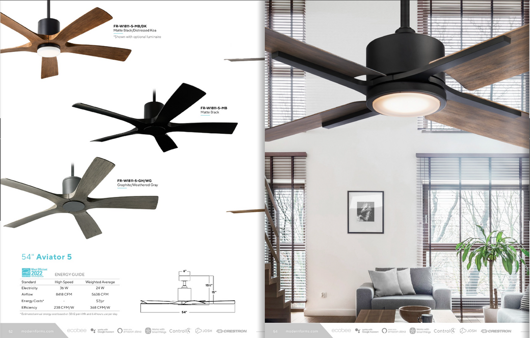 Modern Forms Fan Cervantes 56" Smart Outdoor DC Ceiling Fan with 19.5W CCT LED and Remote