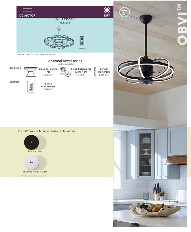 Fanimation Obvi 22" Fandelier with 24W LED and Remote