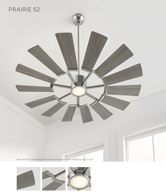 Visual Comfort Prairie Indoor/Outdoor DC Ceiling Fan with 15W LED and Remote