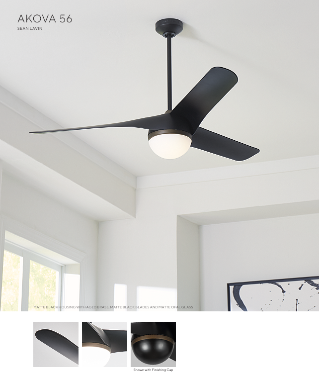 Visual Comfort Akova 56" Indoor/Outdoor DC Ceiling Fan with 20W LED Light plus Remote