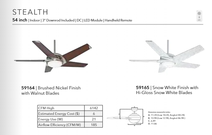 Casablanca Stealth 54" Indoor DC Ceiling Fan with 16W LED and Remote