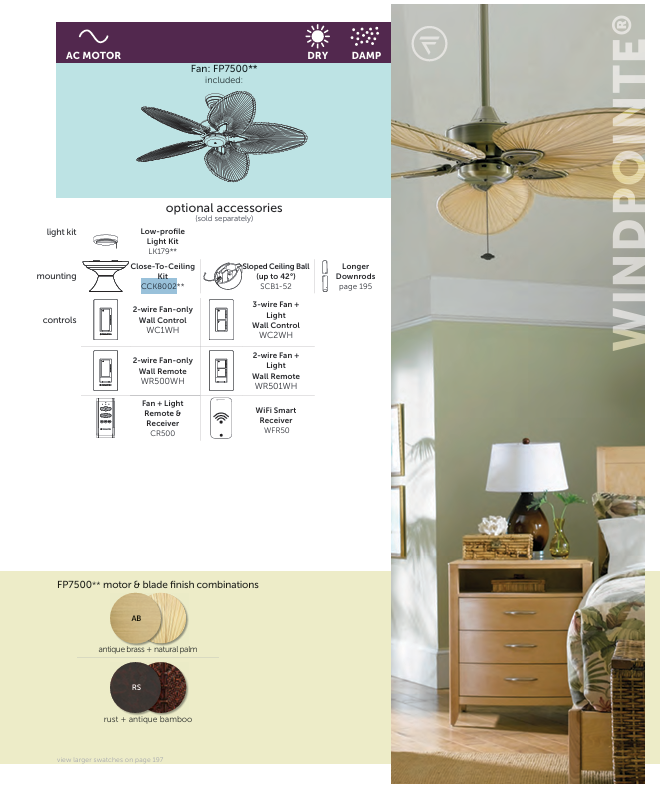 Fanimation Windpointe 52" Indoor/Outdoor Pull Chain Ceiling Fan