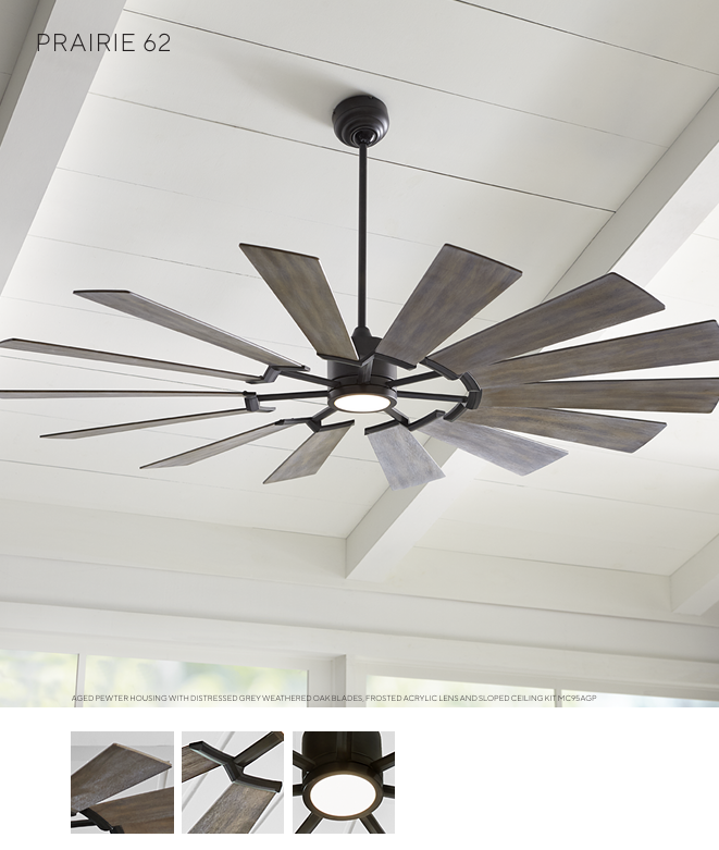 Visual Comfort Prairie Indoor/Outdoor DC Ceiling Fan with 15W LED and Remote