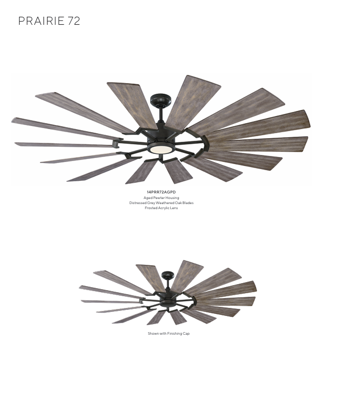 Visual Comfort Prairie Indoor/Outdoor DC Ceiling Fan with 15W LED and Remote