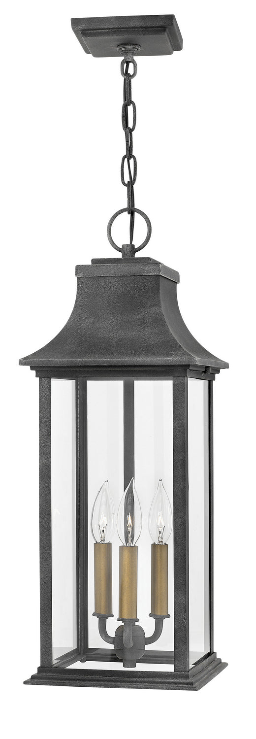 Adair LED Hanging Lantern in Aged Zinc