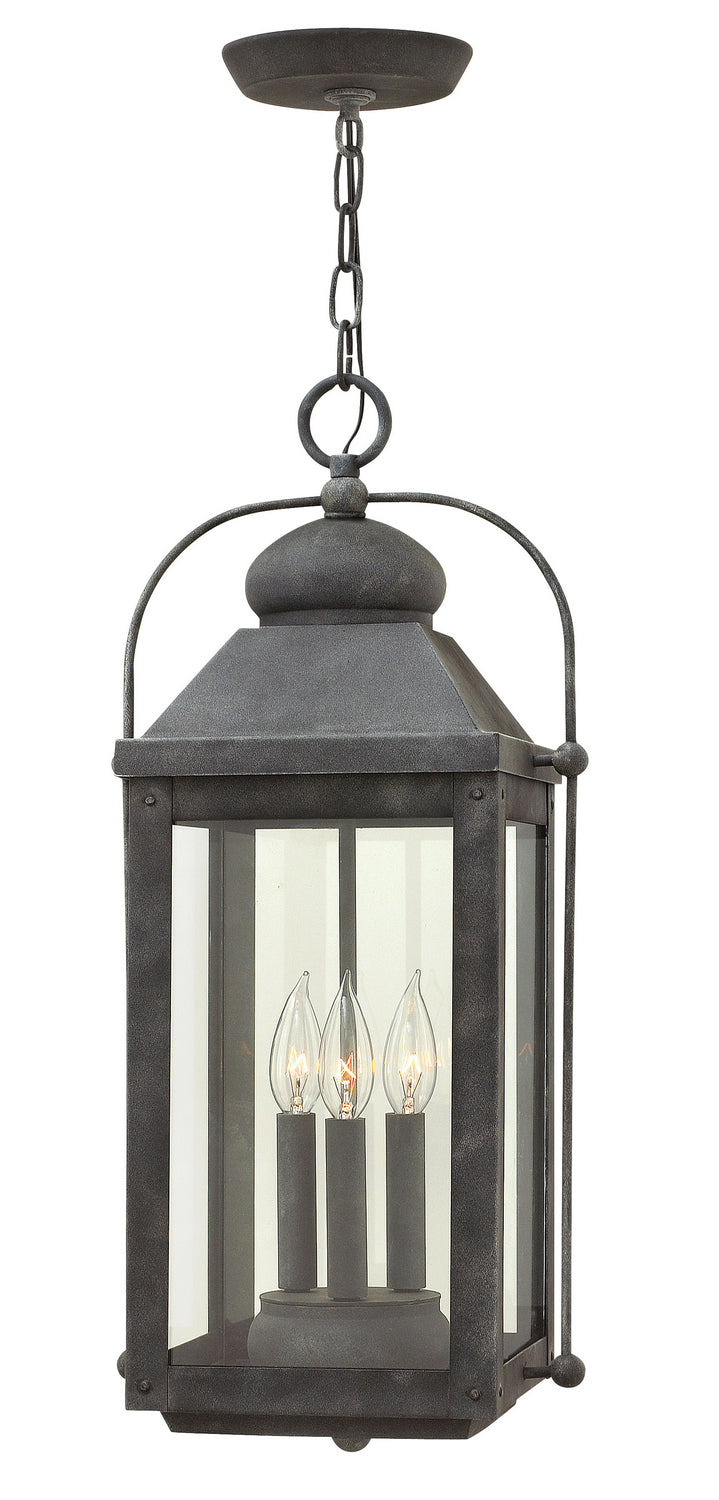 Anchorage LED Hanging Lantern in Aged Zinc