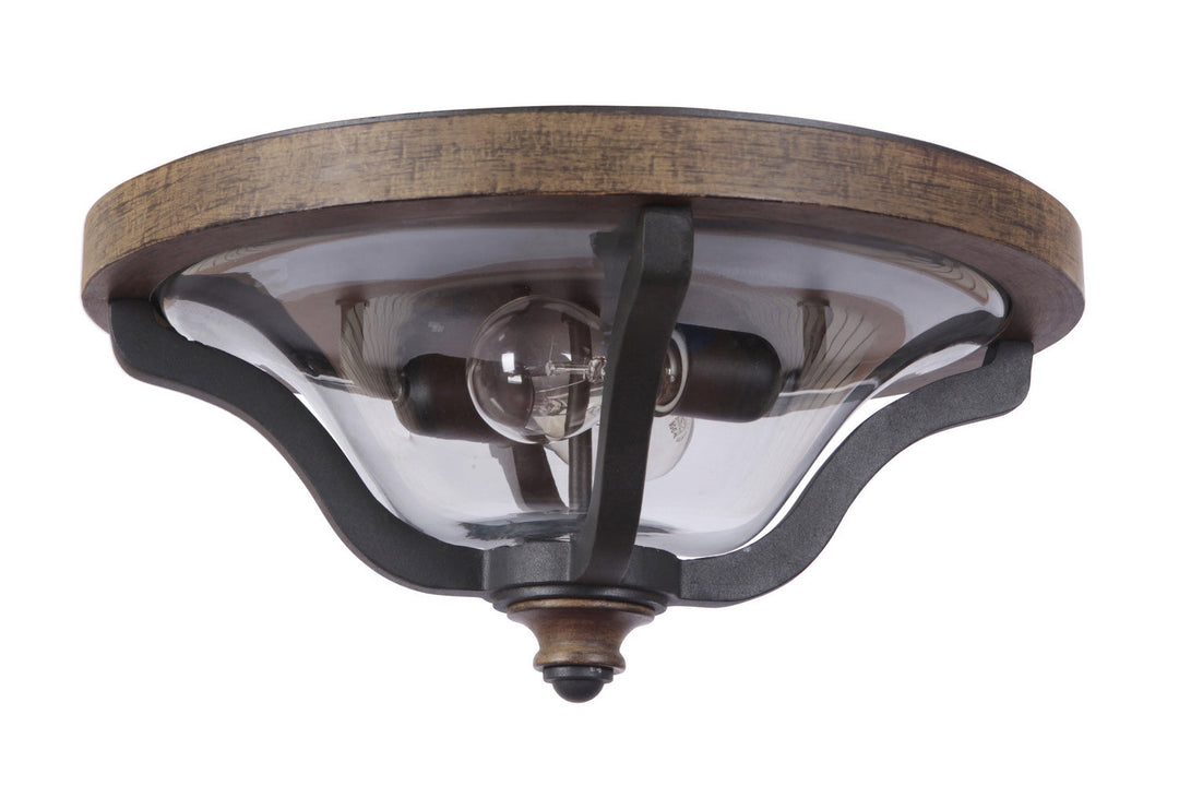 Ashwood Two Light Flushmount in Textured Black/Whiskey Barrel