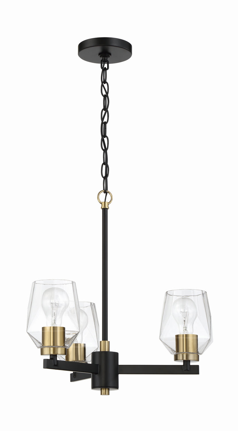 Avante Grand Three Light Chandelier in Flat Black/Satin Brass