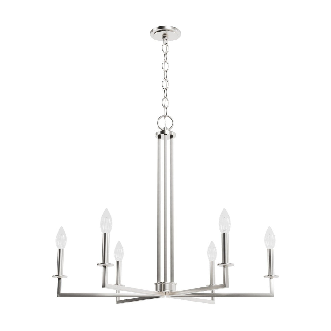 Bearden Six Light Chandelier in Brushed Nickel