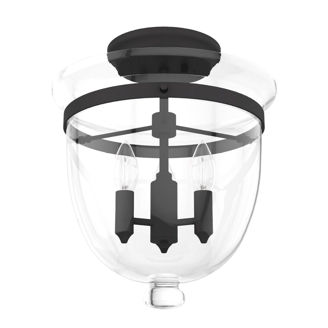 Belltown Three Light Semi Flush Mount in Natural Black Iron
