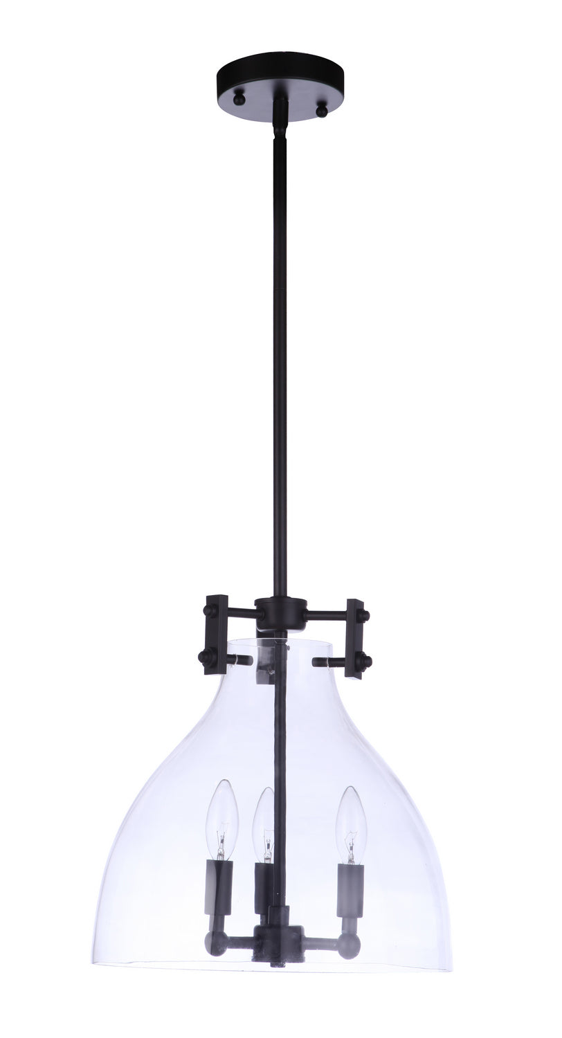 Chardonnay Three Light Pendant in Flat Black