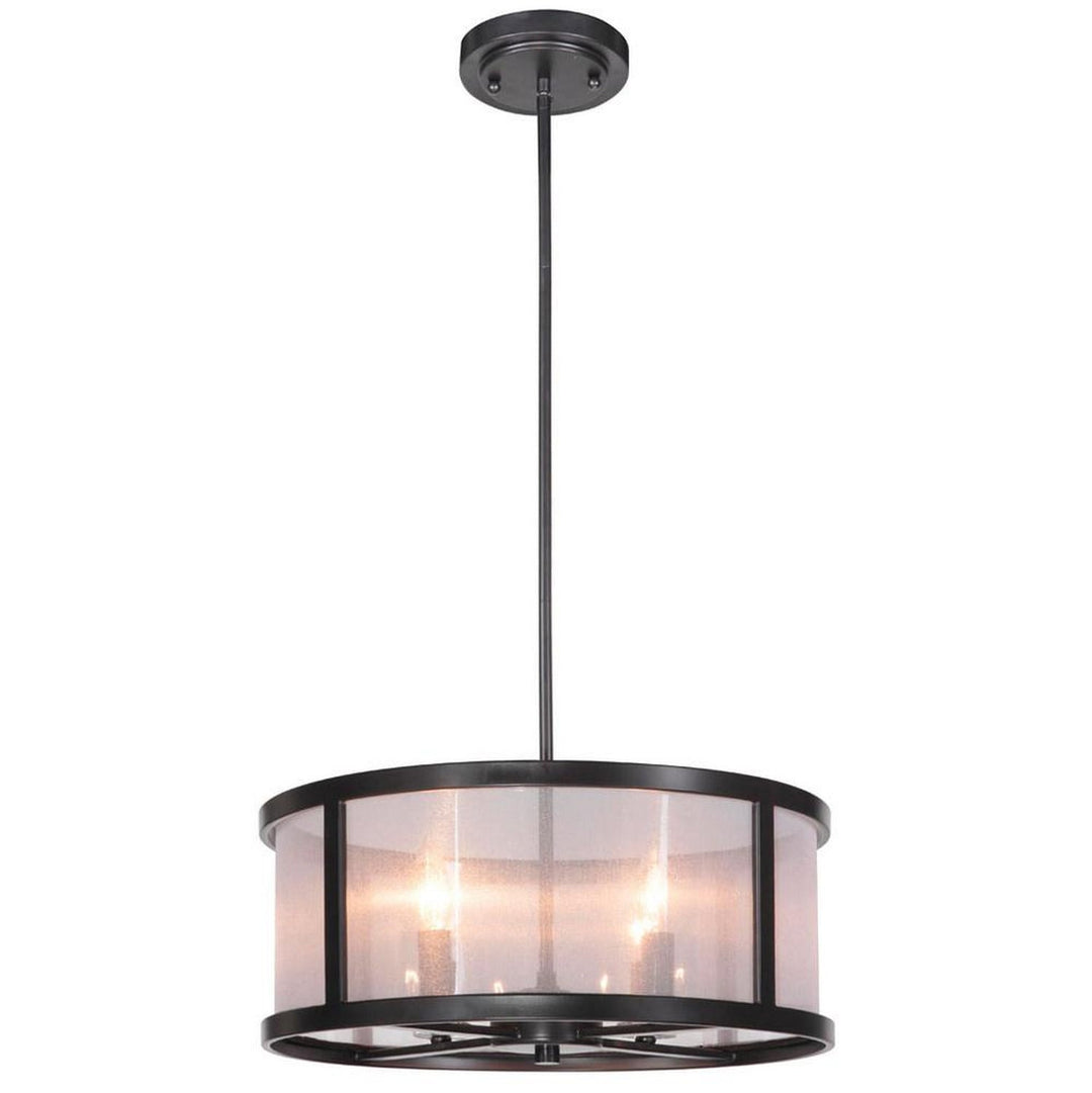 Danbury Four Light Pendant in Matte Black