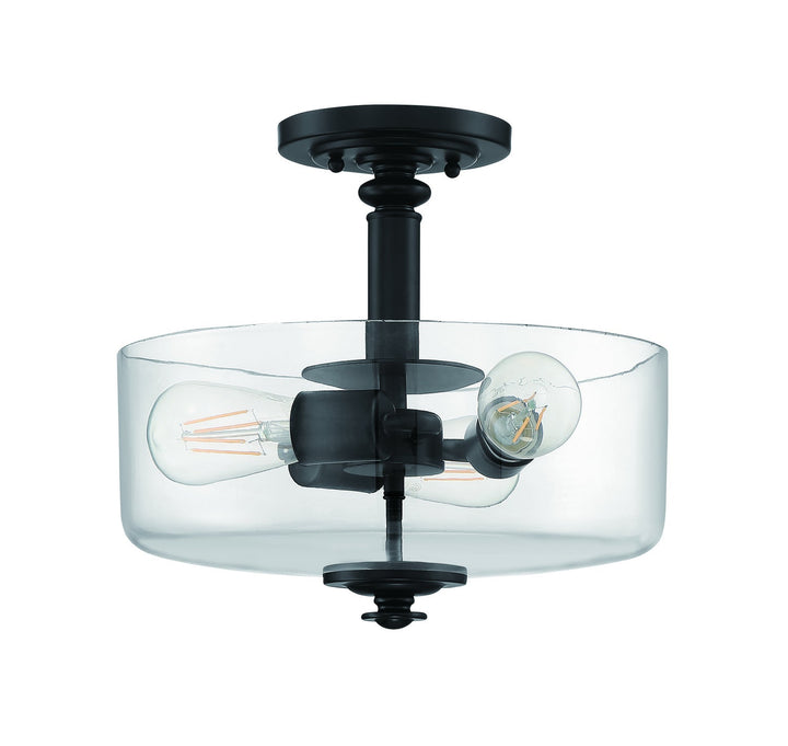 Dardyn Three Light Convertible Semi Flush/Pendant in Flat Black
