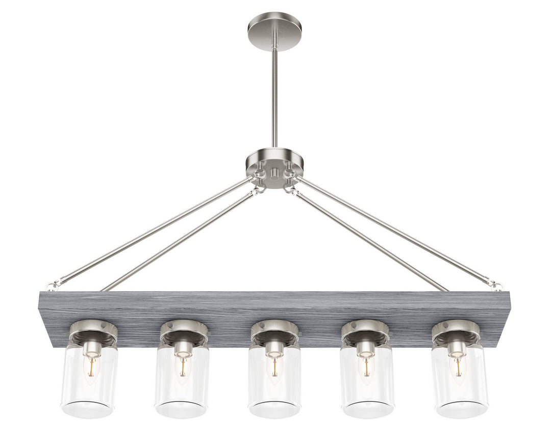 Devon Park Five Light Linear Chandelier in Brushed Nickel
