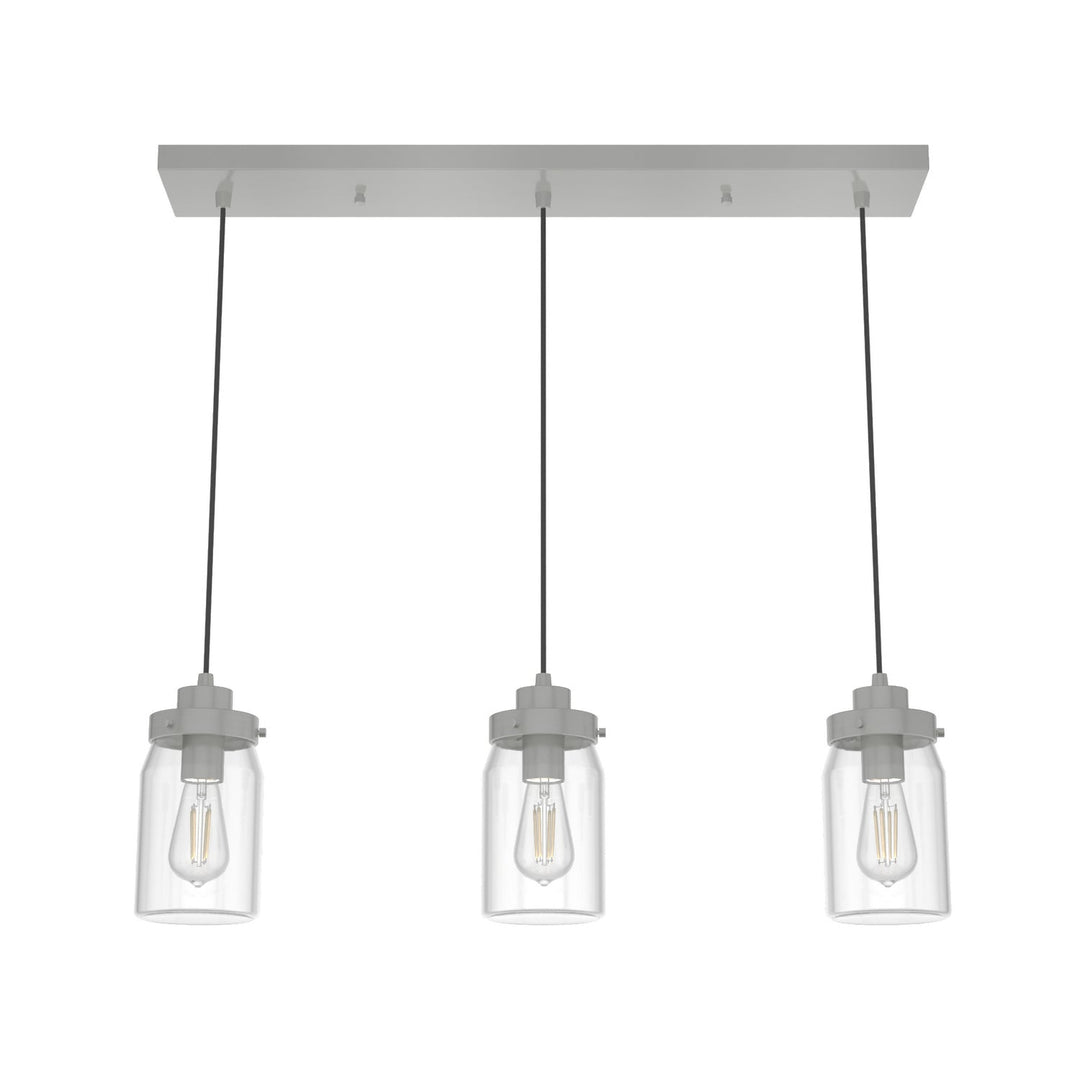 Devon Park Three Light Cluster Linear in Brushed Nickel