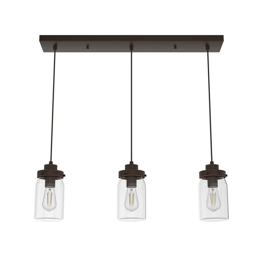 Devon Park Three Light Cluster Linear in Onyx Bengal