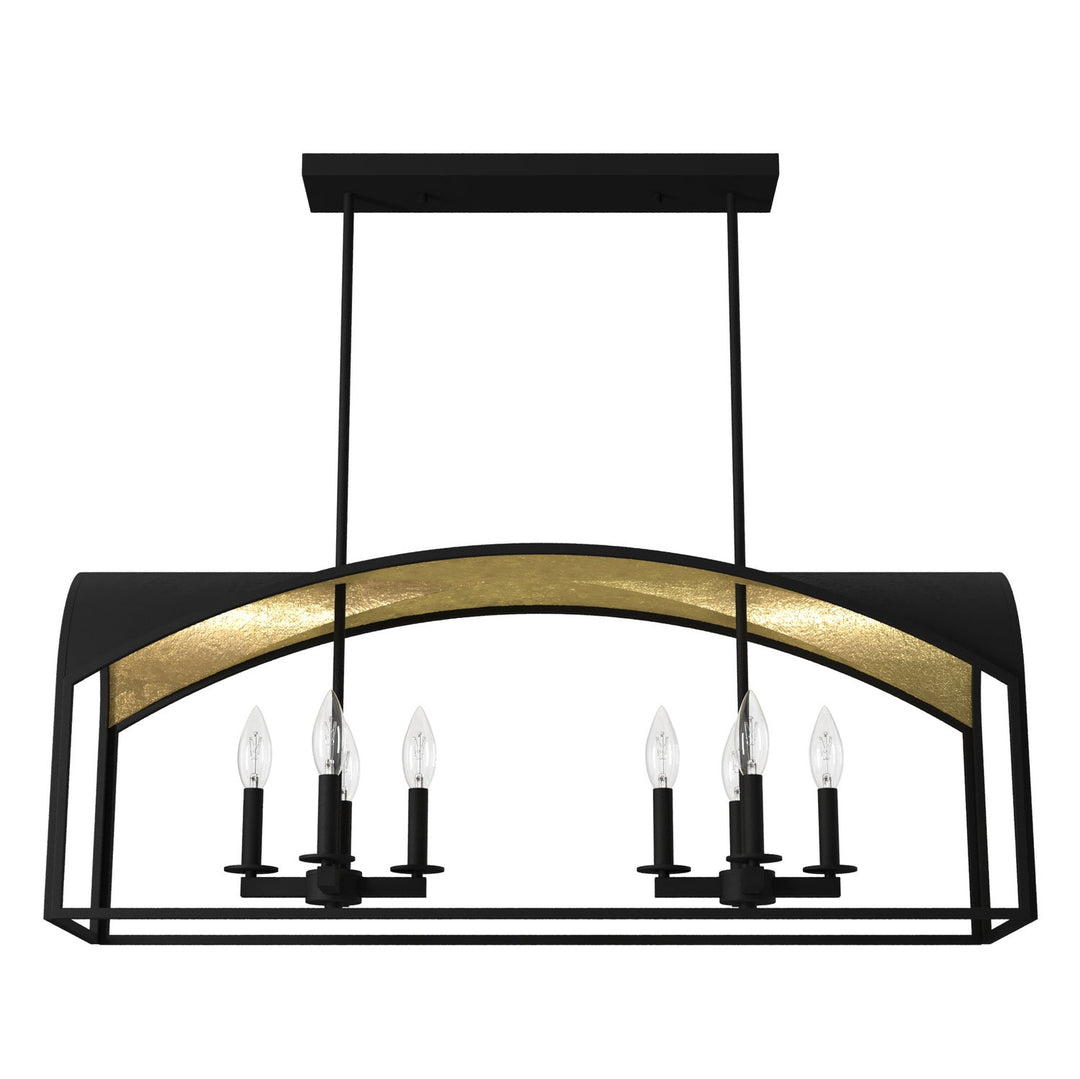 Dukestown Eight Light Linear Chandelier in Natural Black Iron
