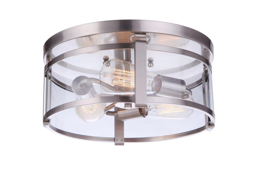 Elliot Three Light Flushmount in Brushed Polished Nickel