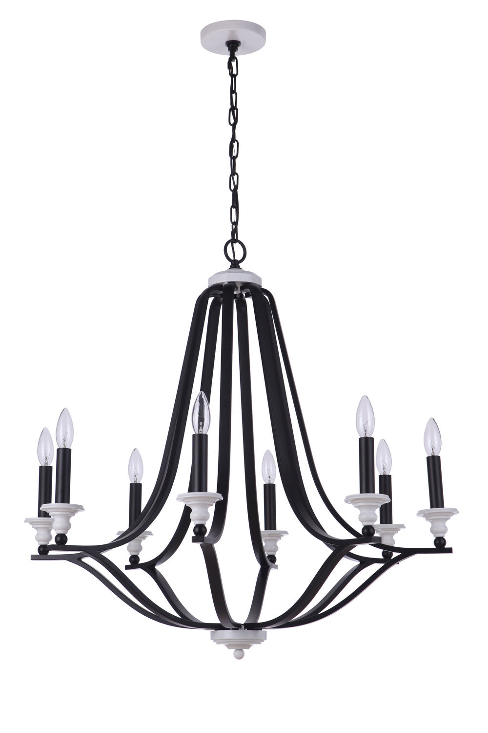 Esme Eight Light Chandelier in Flat Black/Matte White
