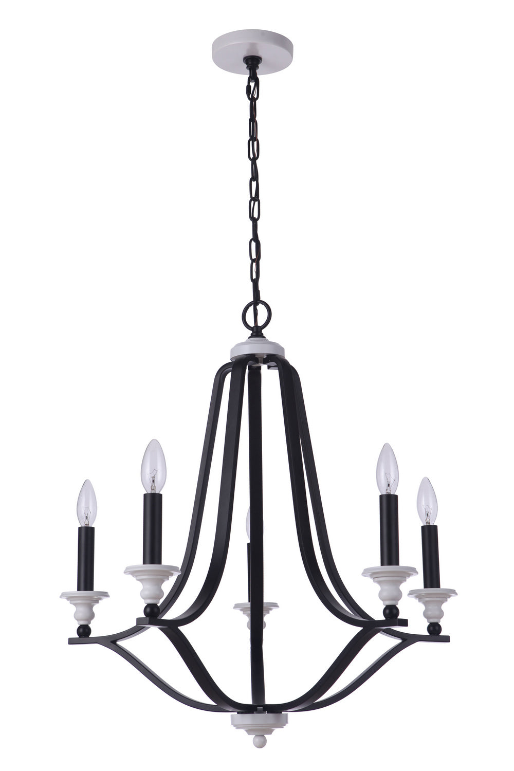 Esme Five Light Chandelier in Flat Black/Matte White
