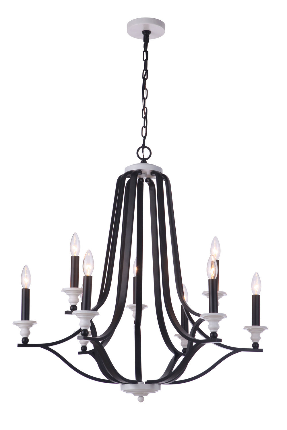 Esme Nine Light Chandelier in Flat Black/Matte White