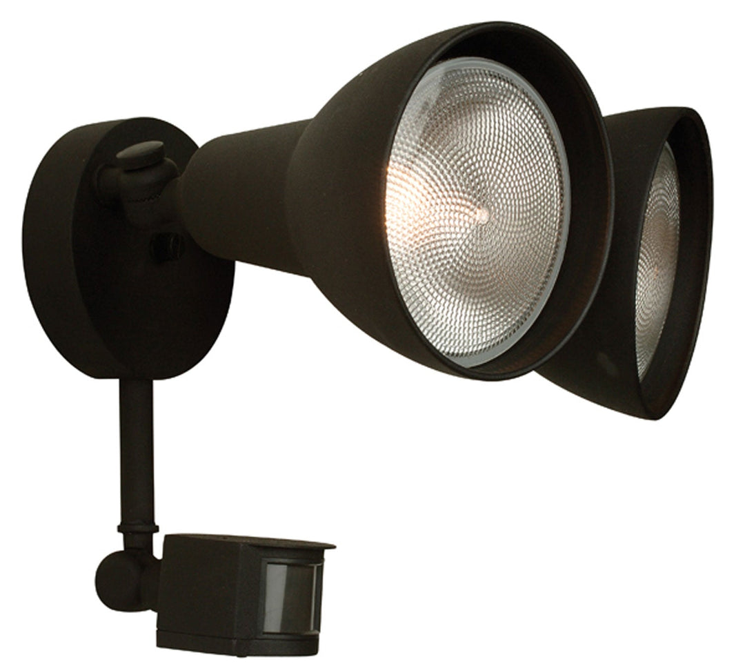Flood Two Light Covered Flood w/Motion Sensor in Textured Black